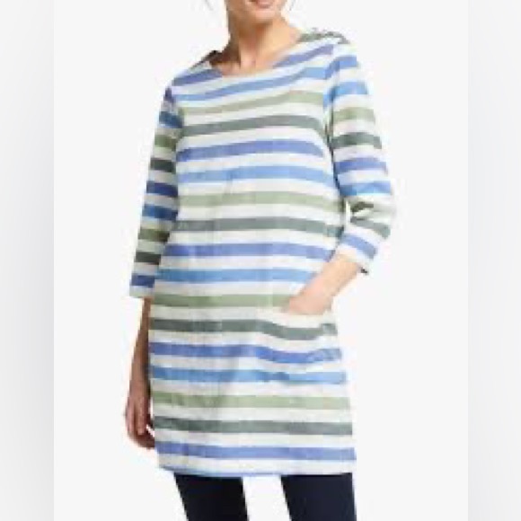 Seasalt Cornwall Linen/Cotton Striped Calenick Tunic Top - Picture 2 of 15